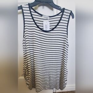 Maternity Black and White Striped Tank Top